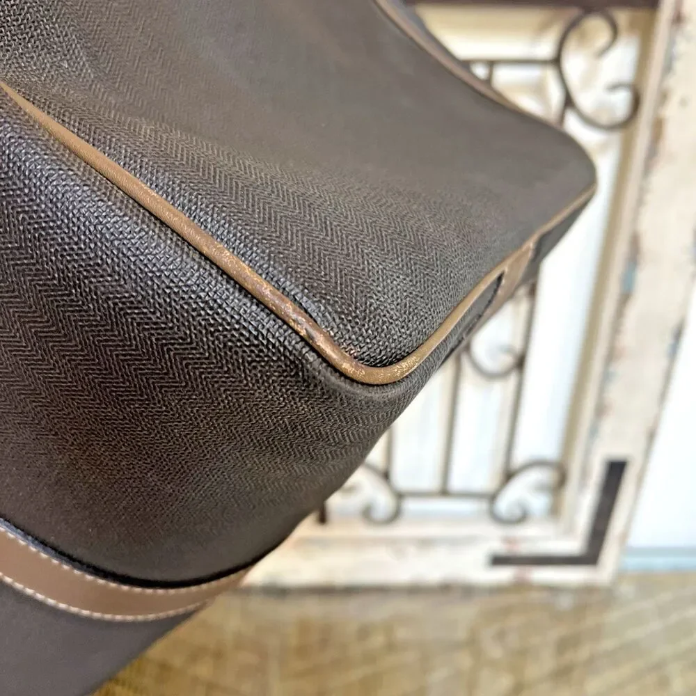 Dunhill Boston Weekender Bag Brown Leather & Coated Canvas Dunhill Lock/Key Tag
